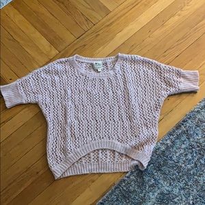 Perforated Pink Hi-Low Sweater